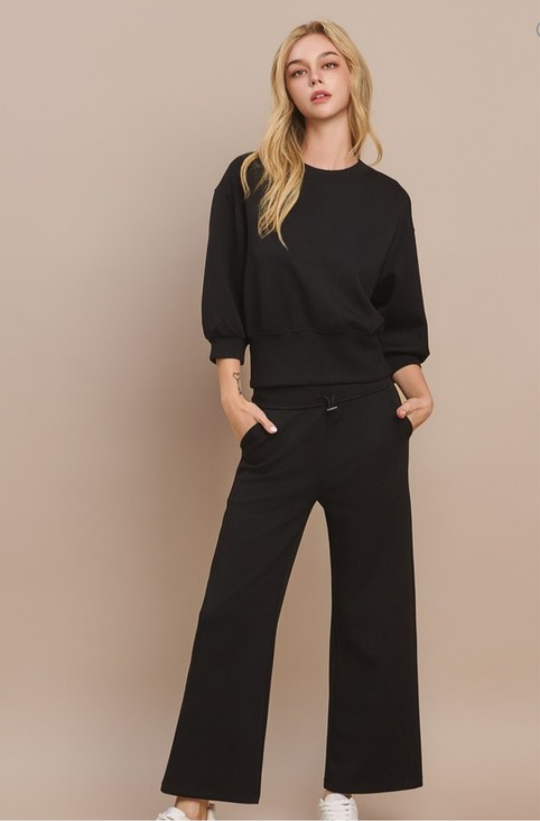 Scuba cropped sweatshirt and straight leg pant set
